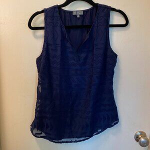 Market & Spruce Navy Textured Sleeveless Blouse Size M
